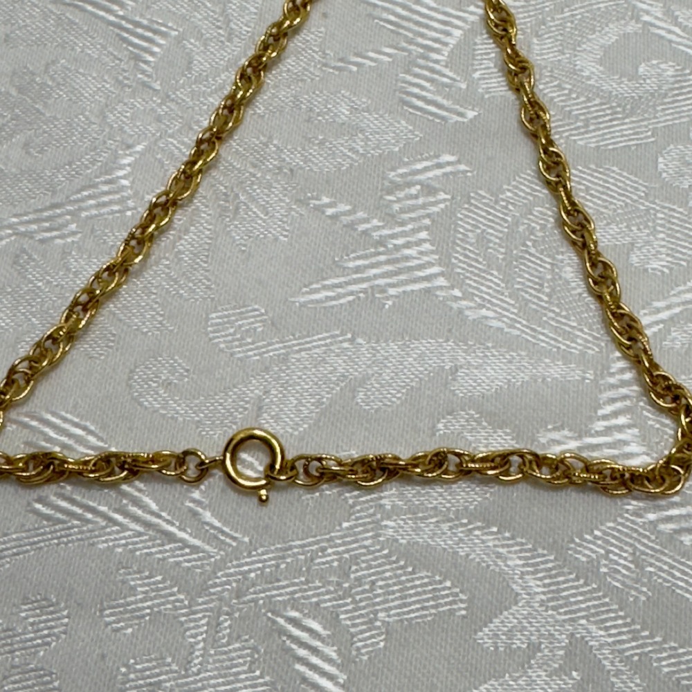 Trifari Necklace Pendant Vtg Brushed Gold Tone Peacock Fan Rope Chain 28" - Picture 4 of 13